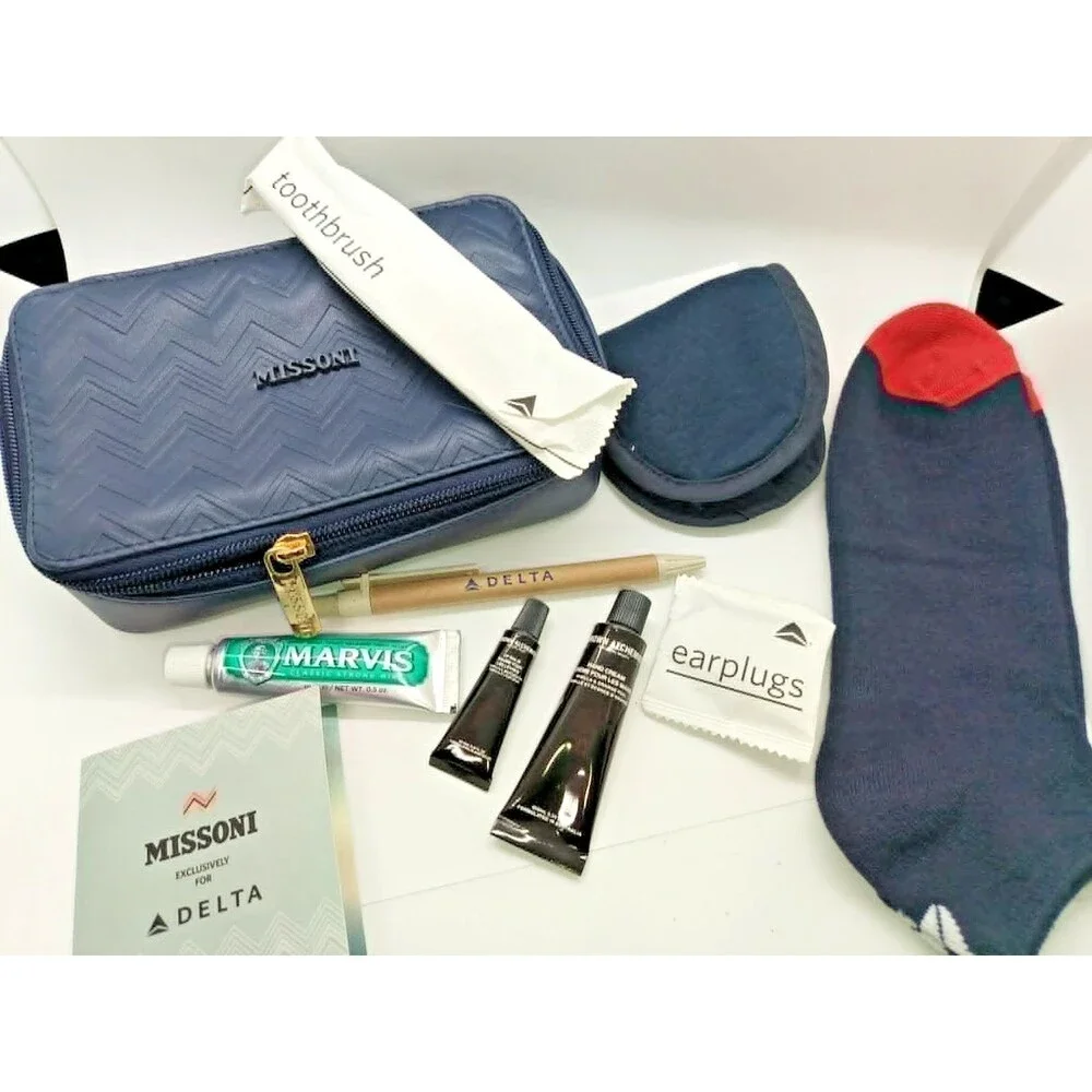 Missoni for Delta One First Class Amenity Kit Blue Zip Case Travel Set